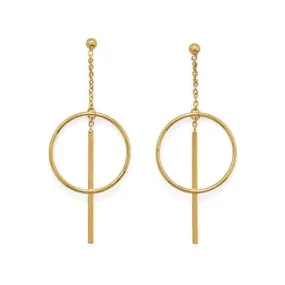 14 Karat Gold Plated Long Bar Post Earrings- M H W ACCESSORIES