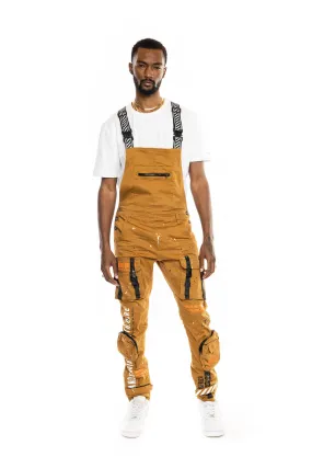 3D Pocket Utility Fashion Overalls - Wheat