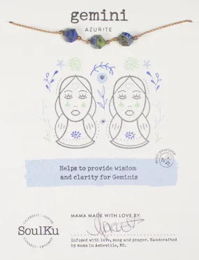 Azurite Zodiac Necklace for Gemini | 5/21 - 6/20