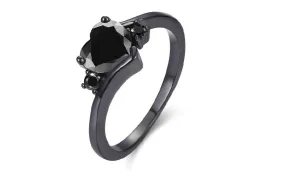 Black Zircon Fashion Ring For Women