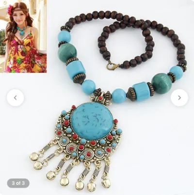 Blue Aqua Turquoise Fashion Beaded Tribal Necklace