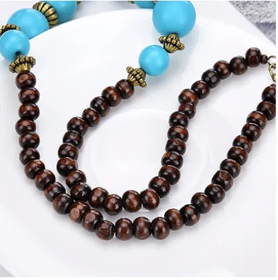 Blue Aqua Turquoise Fashion Beaded Tribal Necklace