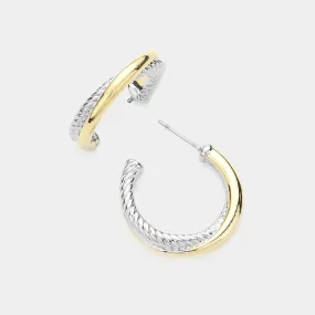 Crisscross Metal Hoop Earrings-M H W ACCESSORIES