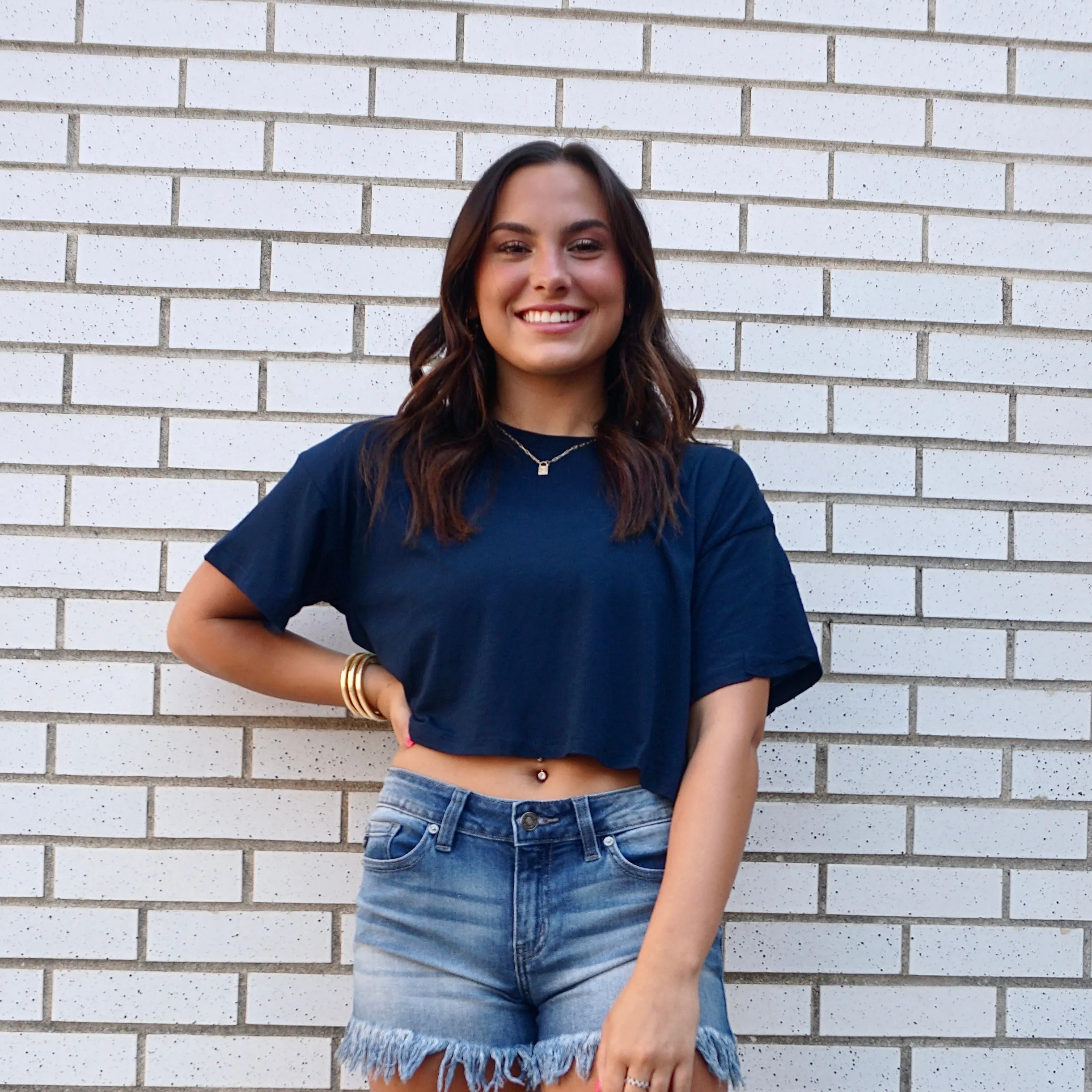 CROPPED TEE NAVY