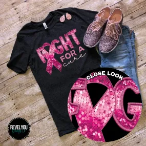 Fight For A Cure Faux Embroidery Sequin Look - PNG