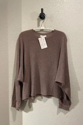 'Look Here' Ribbed Top - Brown