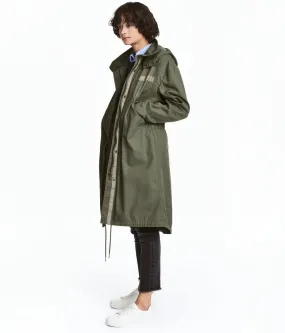 Military look Hooded Anorak Parka with Detachable Lining Coat