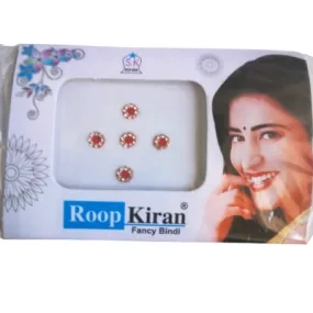 Red Round White Diamond Fashion Bindi Sticker