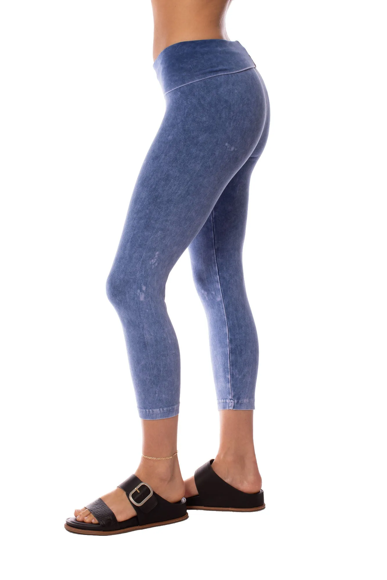 Roll Down Layered Legging (Style 588, Light Blue Mineral Wash MW7) by Hard Tail Forever