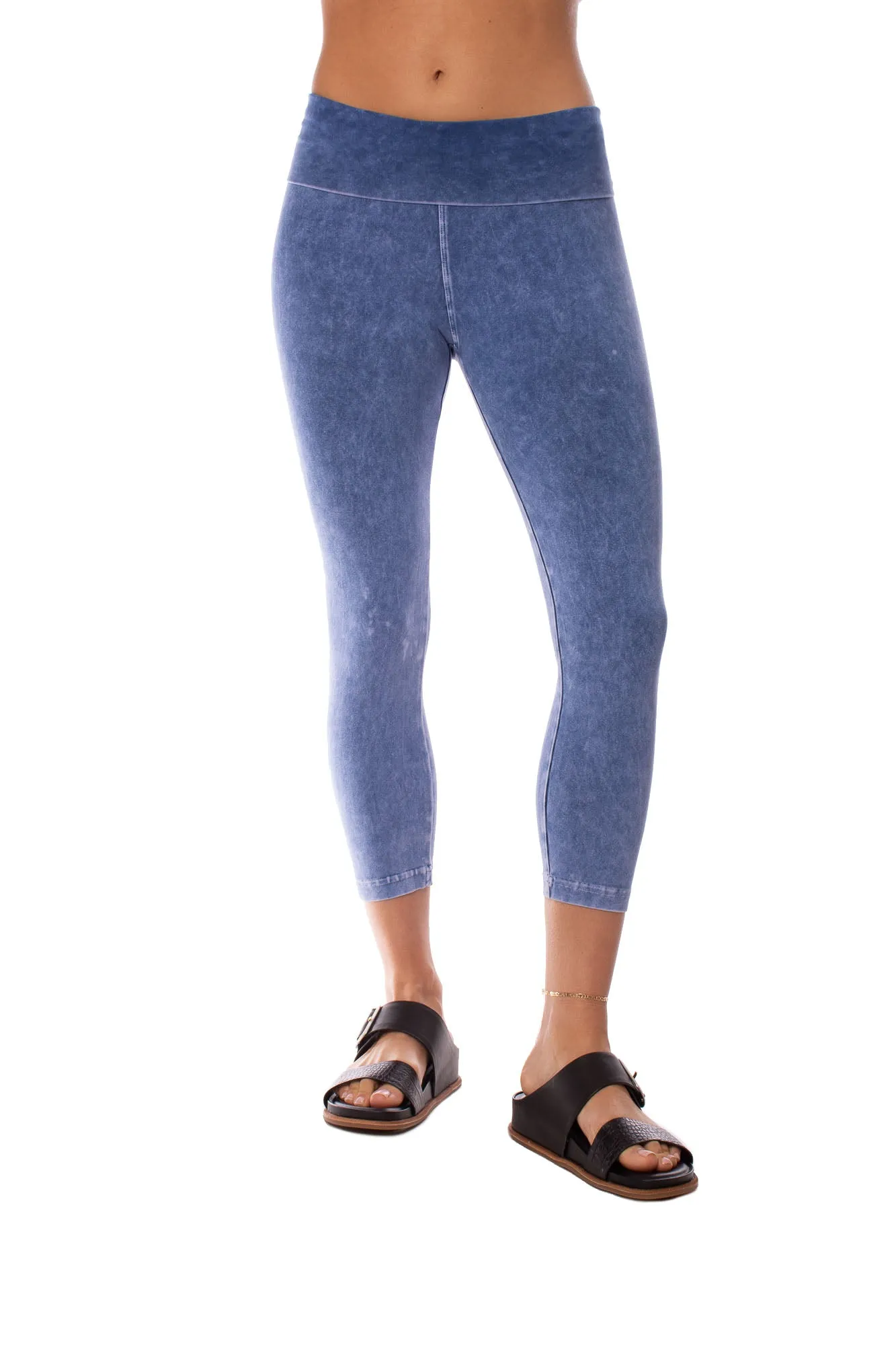 Roll Down Layered Legging (Style 588, Light Blue Mineral Wash MW7) by Hard Tail Forever