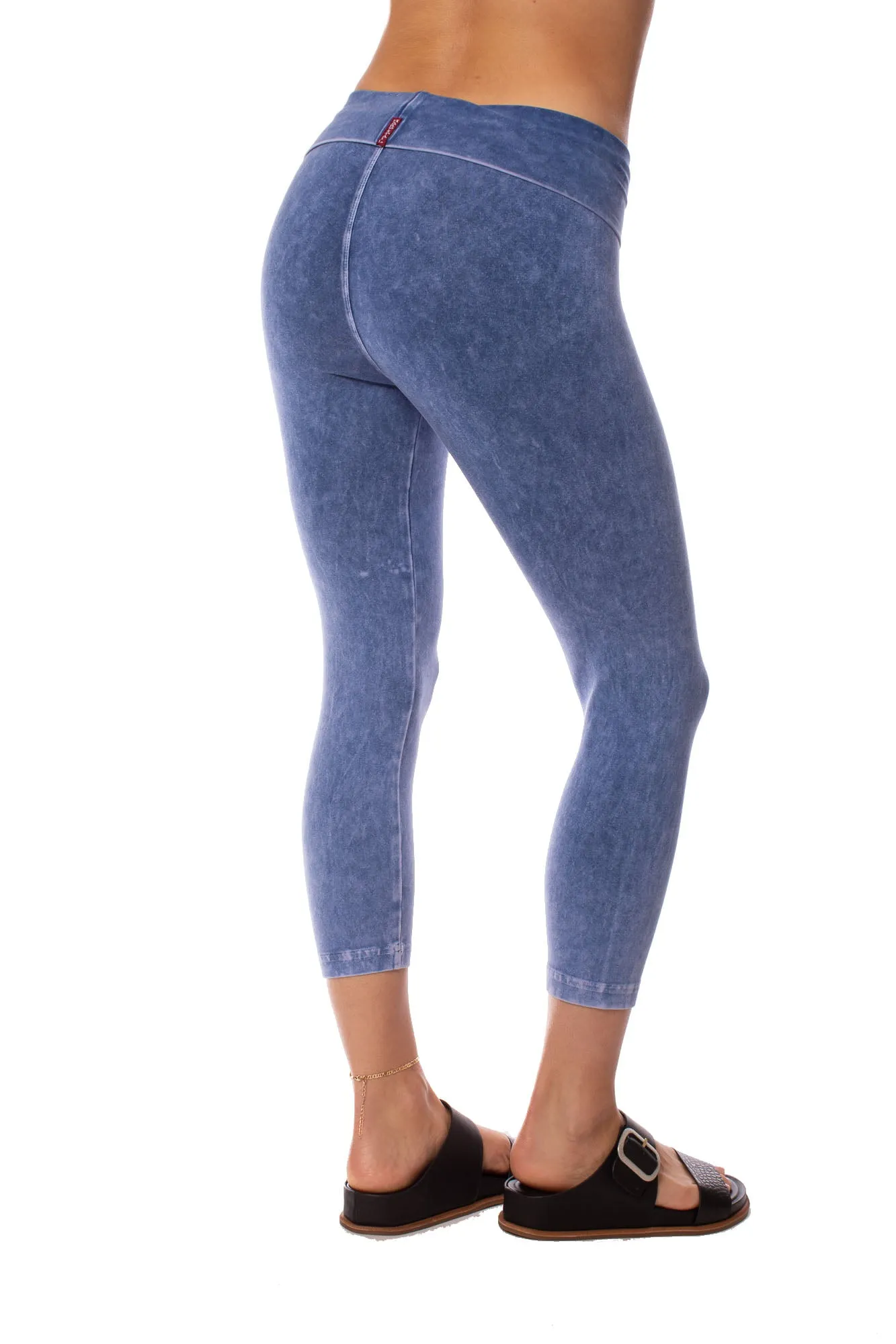 Roll Down Layered Legging (Style 588, Light Blue Mineral Wash MW7) by Hard Tail Forever