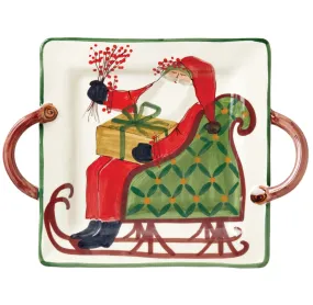 VIETRI Old St. Nick Handled Square Platter