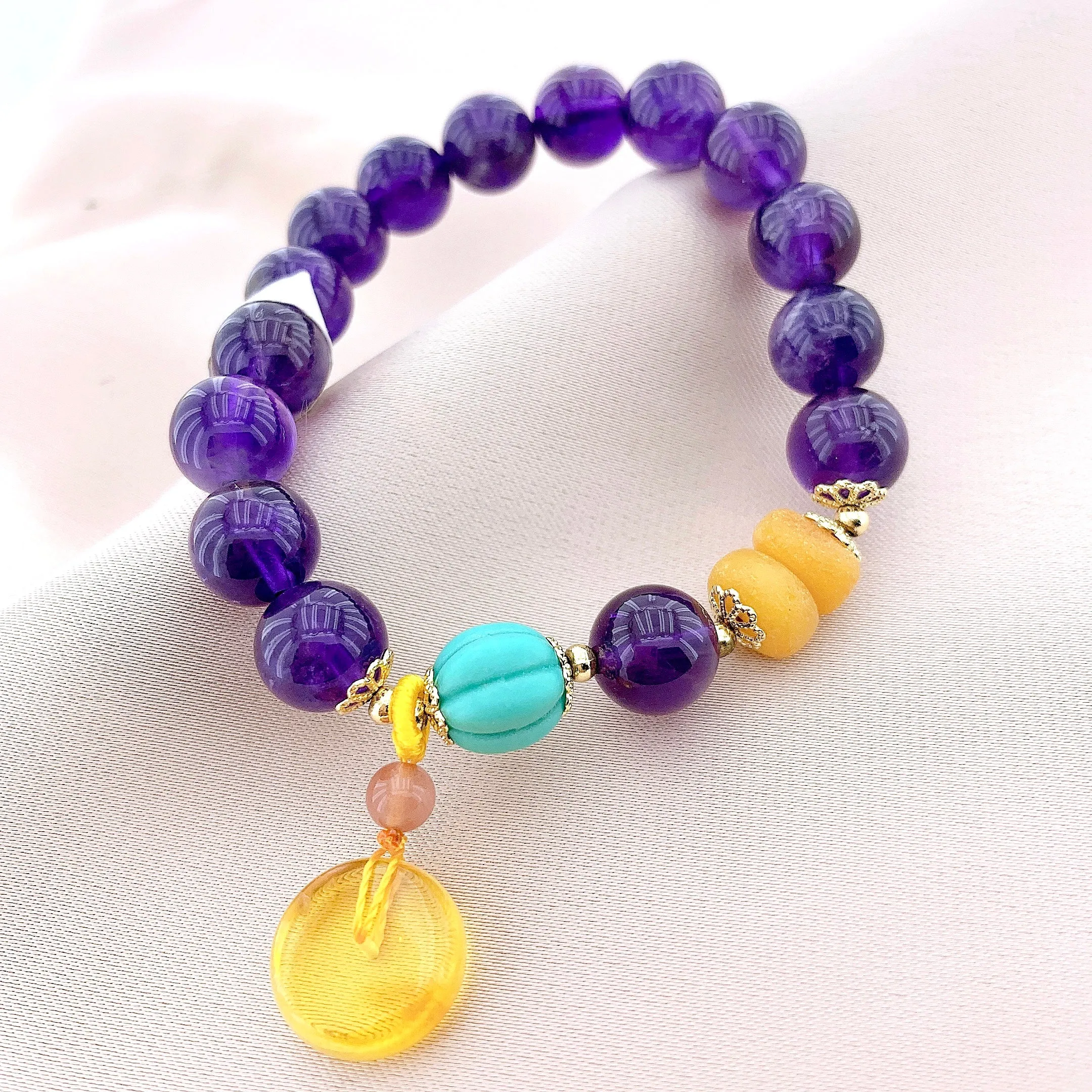 Women's Fashion Amethyst Beads Gemstone Bracelet