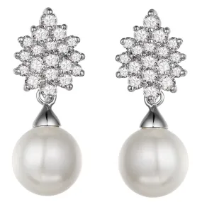 Women's Fashion CZ Bridal Wedding Pearl Earring