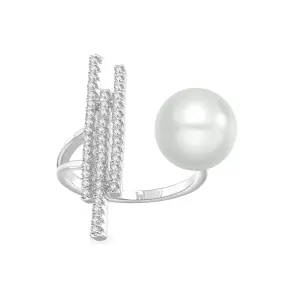 Women's Fashion CZ Pearl Ring